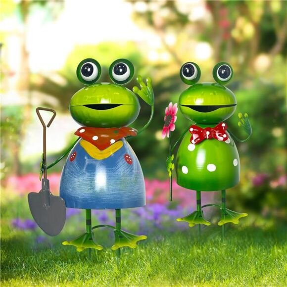 3D Spring Frogs Figurine Garden Sculptures & Statues  Gifts for Grandma Mom 2pcs - Picture 6 of 7